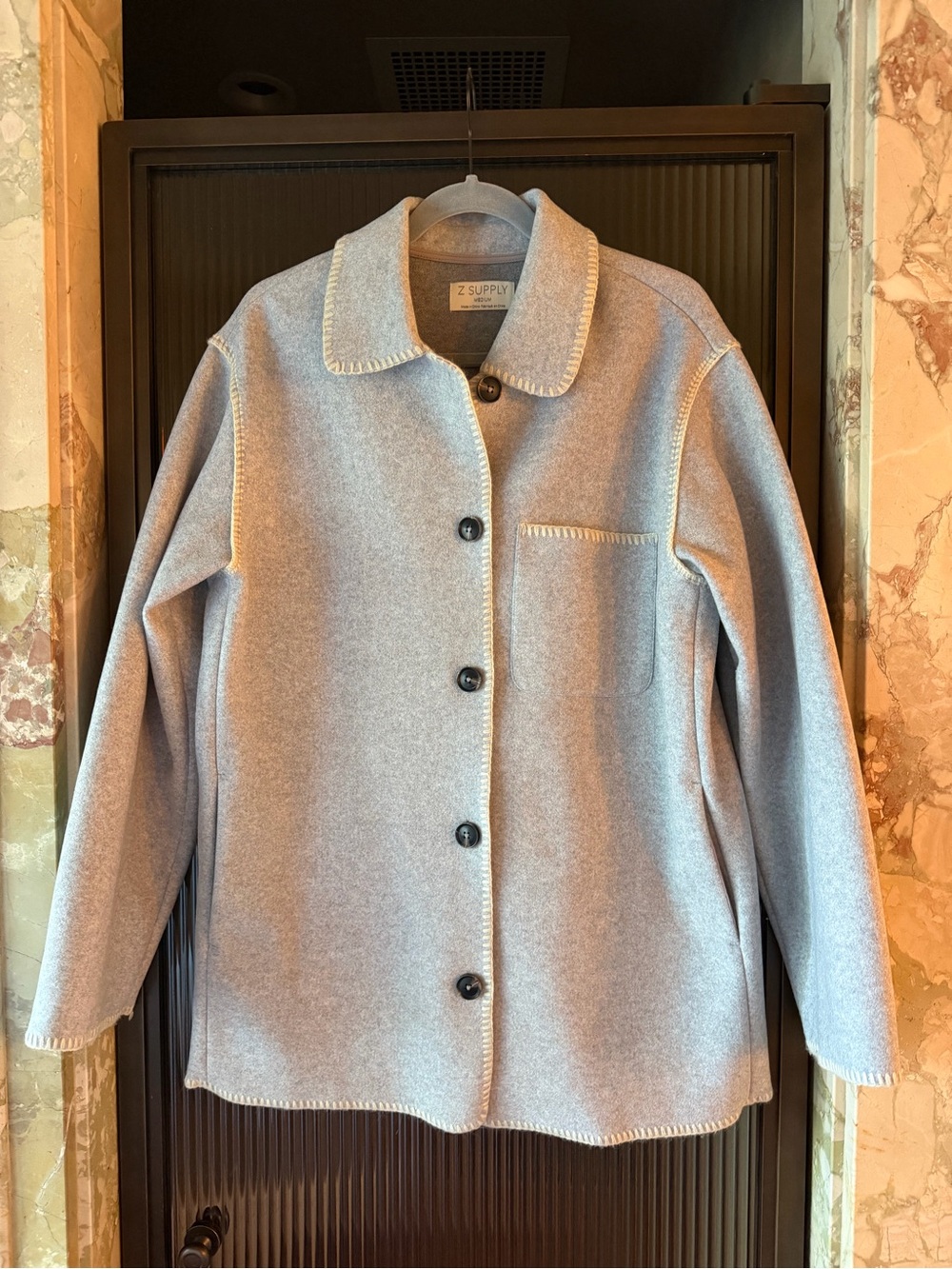 Z Supply - Olivia Whipstitch Jacket, Light Grey Size Medium